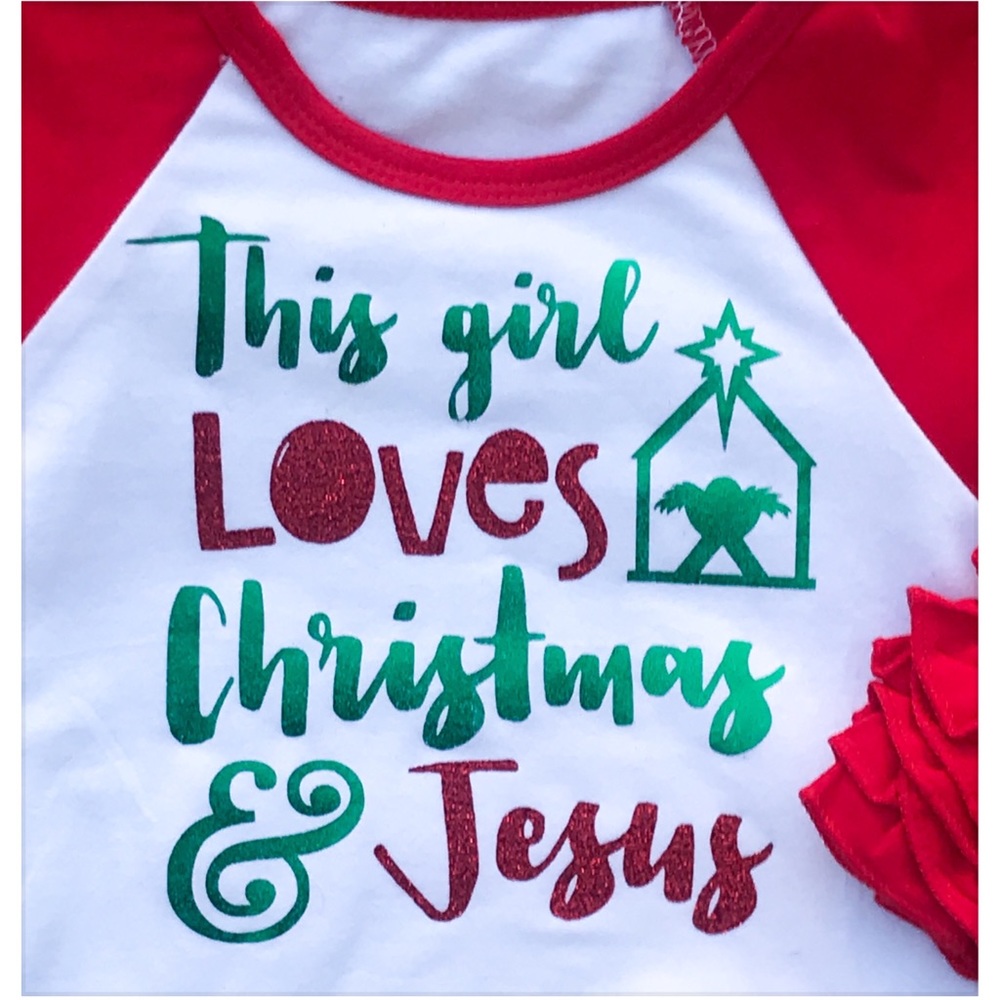 Custom Ruffle Raglan Christmas shirt - Picture 2 of 3